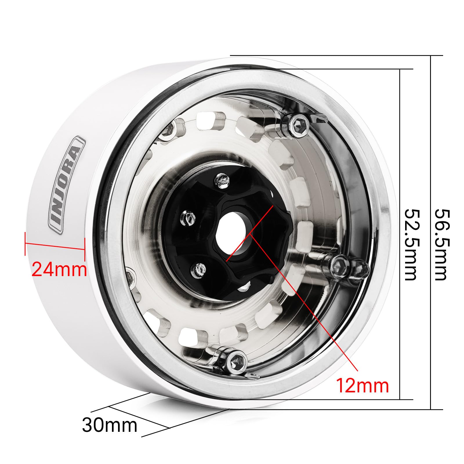 INJORA Llantas 1.9" CNC Aluminio Desplazamiento -10mm para 1/10 SCX10 TX4 RC Crawler Mejoras