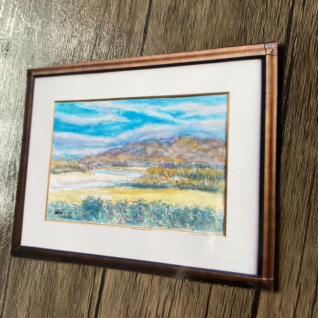 Amazon.co.jp: 絵画 水彩画 風景画 原画 P10「阿武隈川」菊地