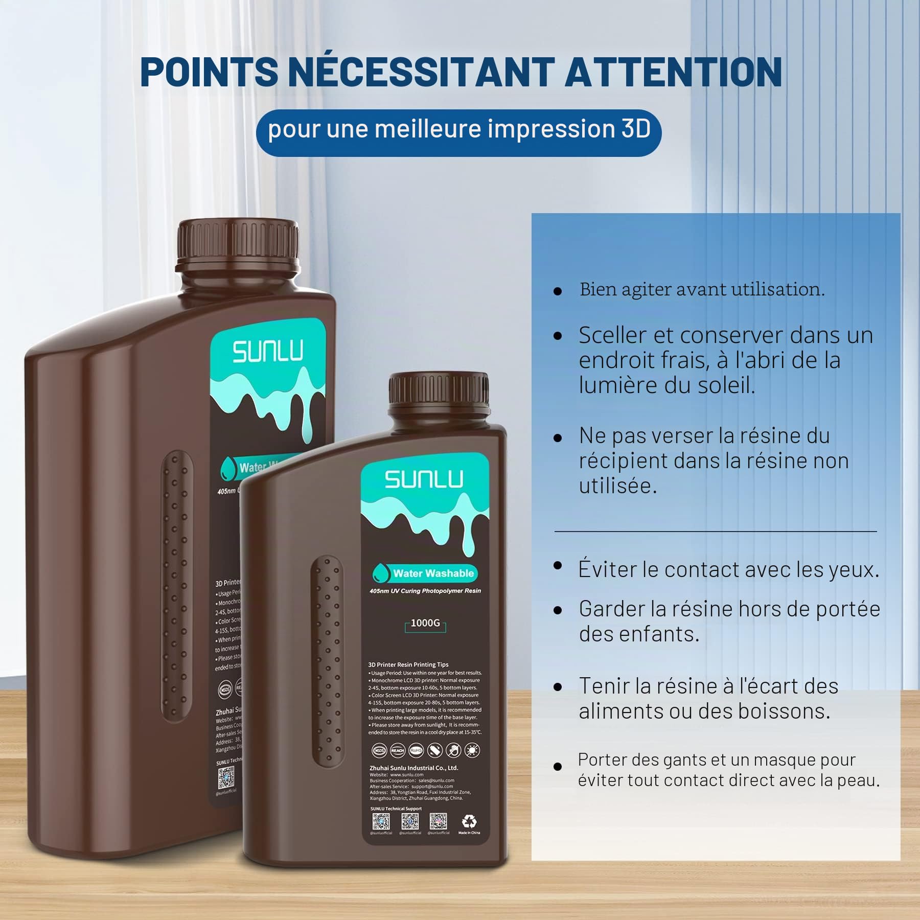 SUNLU Résine Lavable à l'Eau pour Imprimante 3D, 2kg 405nm UV Résine Photopolymère à Durcissement Rapide pour Imprimante 3D 4K 8K LCD DLP SLA, Pas d'Alcool Nécessaire, Haute Précision,2000g Gris Foncé