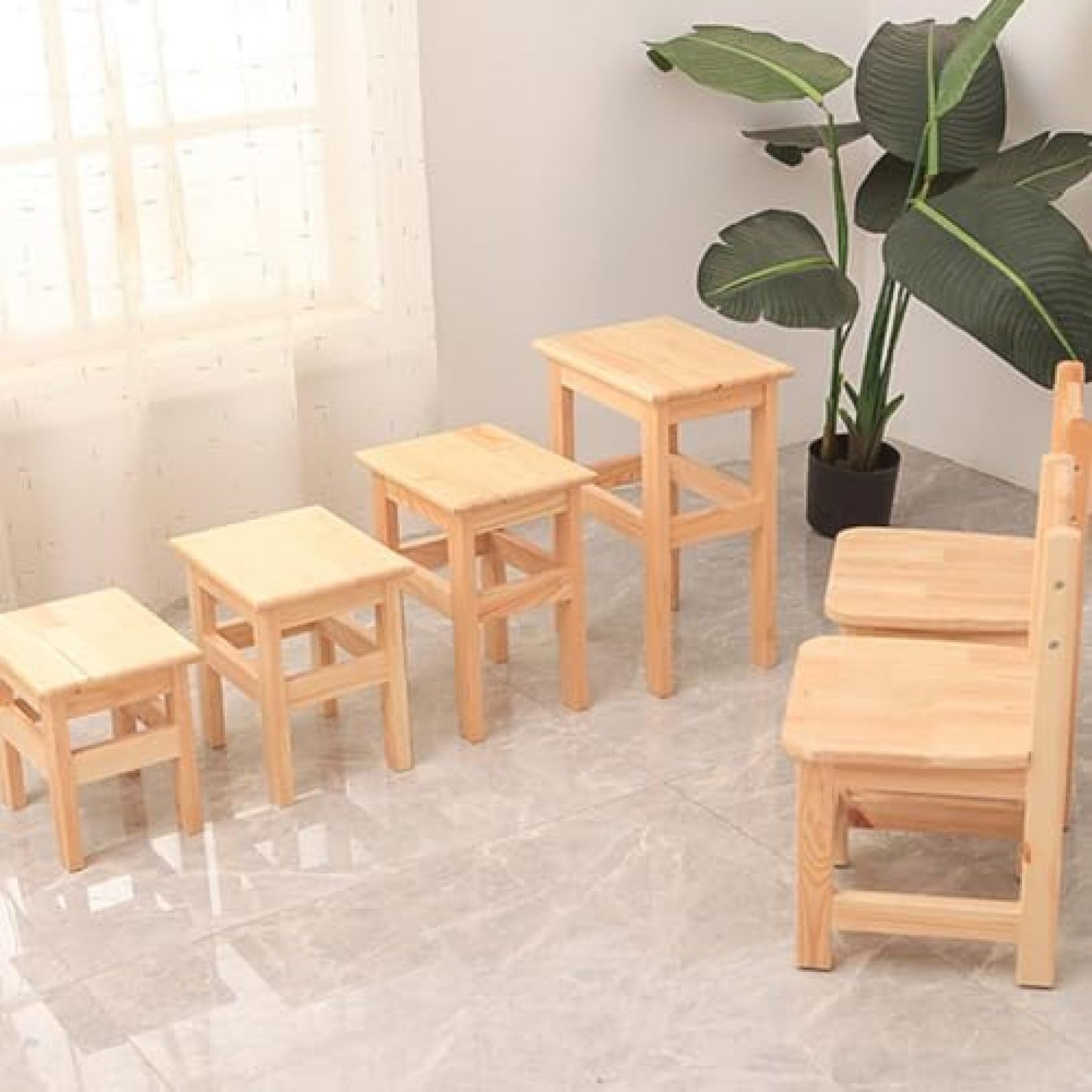 Amazon | 天然木で作られた イス型の花台です 高さ25cm 35cm 45cm