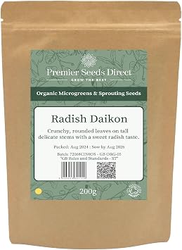 PREMIER SEEDS DIRECT - MICROGREEN/Sprouting Seeds - Radish Daikon - Organic 40 Grams