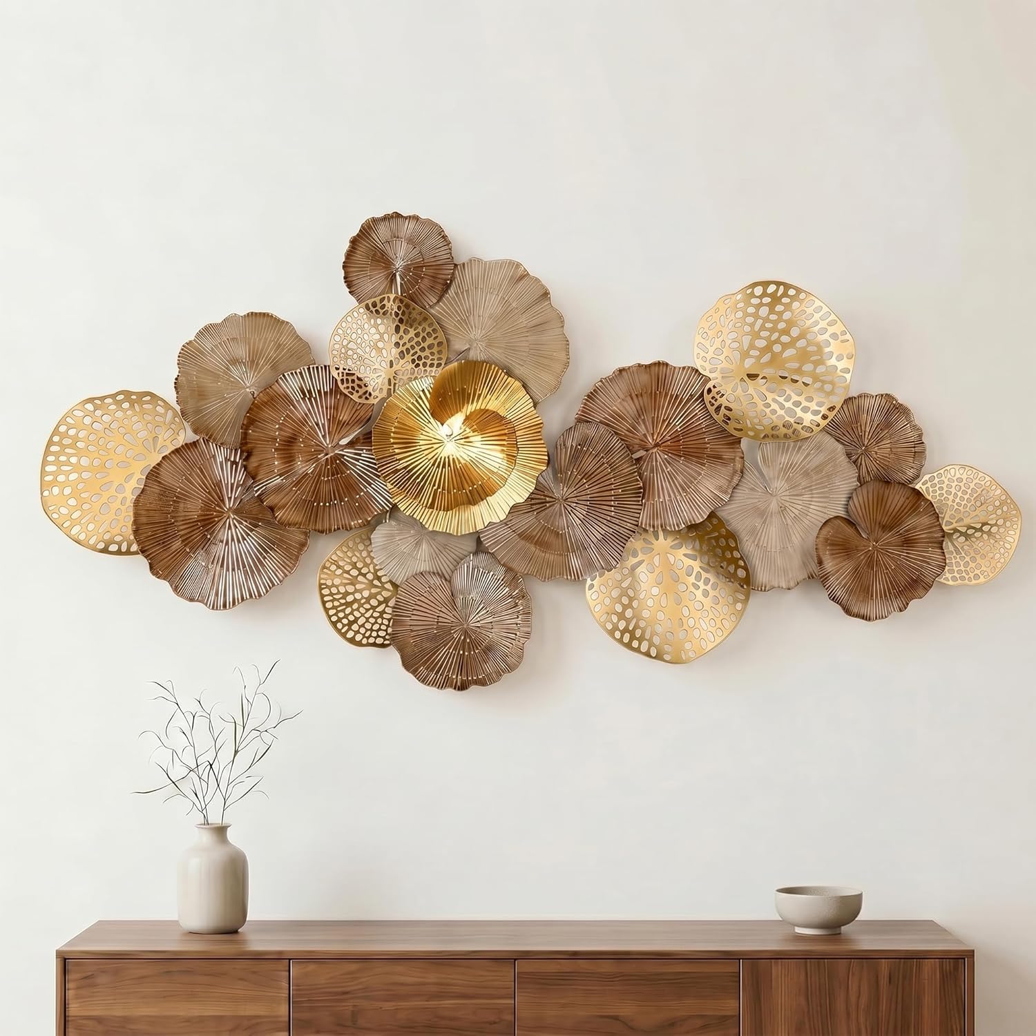 Blissio Grande Decorazioni Parete, Design di Foglie di Loto 3D Decorazioni di Metallo Parete, Decorazioni Parete Metallo, Perfetto Decorazioni Casa, per Soggiorno, Camera da Letto