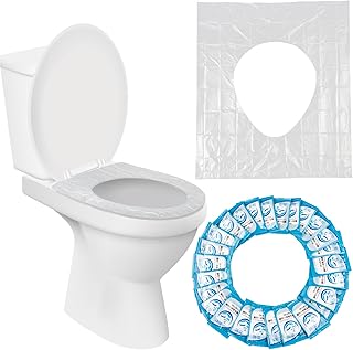Disposable Toilet Seat Cover - Plastic Toilet Seat Covers Waterproof Non-Slip Individually Wrapped Friendly Packing For Travel,Potty Training,Pregnant Moms & Adults,60 Pack