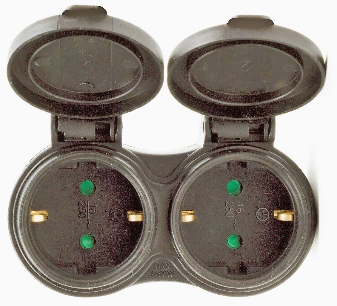 Schutzkontaktkupplung GUMMI Doppel Schuko Kupplung IP44 STECKER,S XX? (5 Stück)