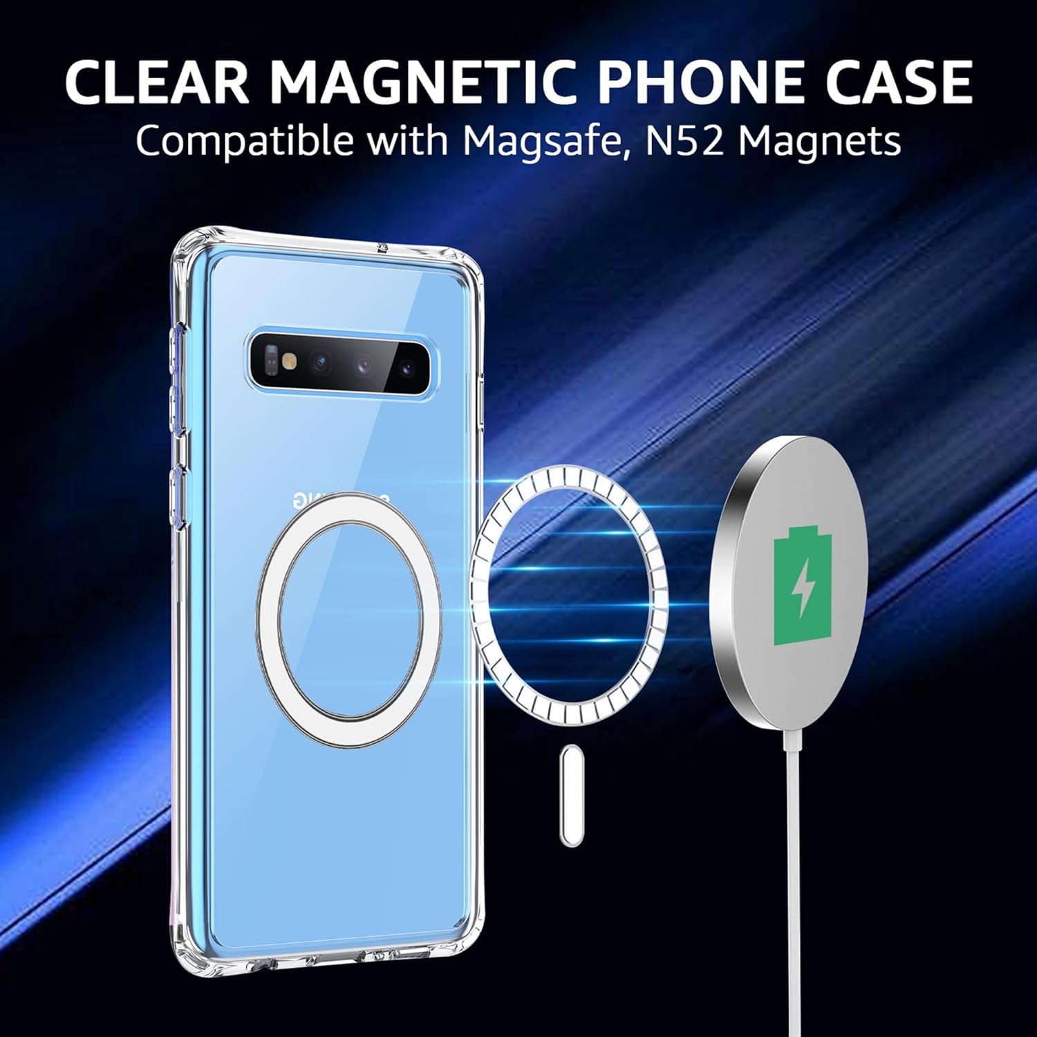 Clear Magnetic Phone Case for Samsung Galaxy S10, 6.1-Inch Compatible with MagSafe Crystal Transparent TPU PC Shockproof Military-Grade Heavy Duty Protection Lightweight Non-Yellowing - Image 5