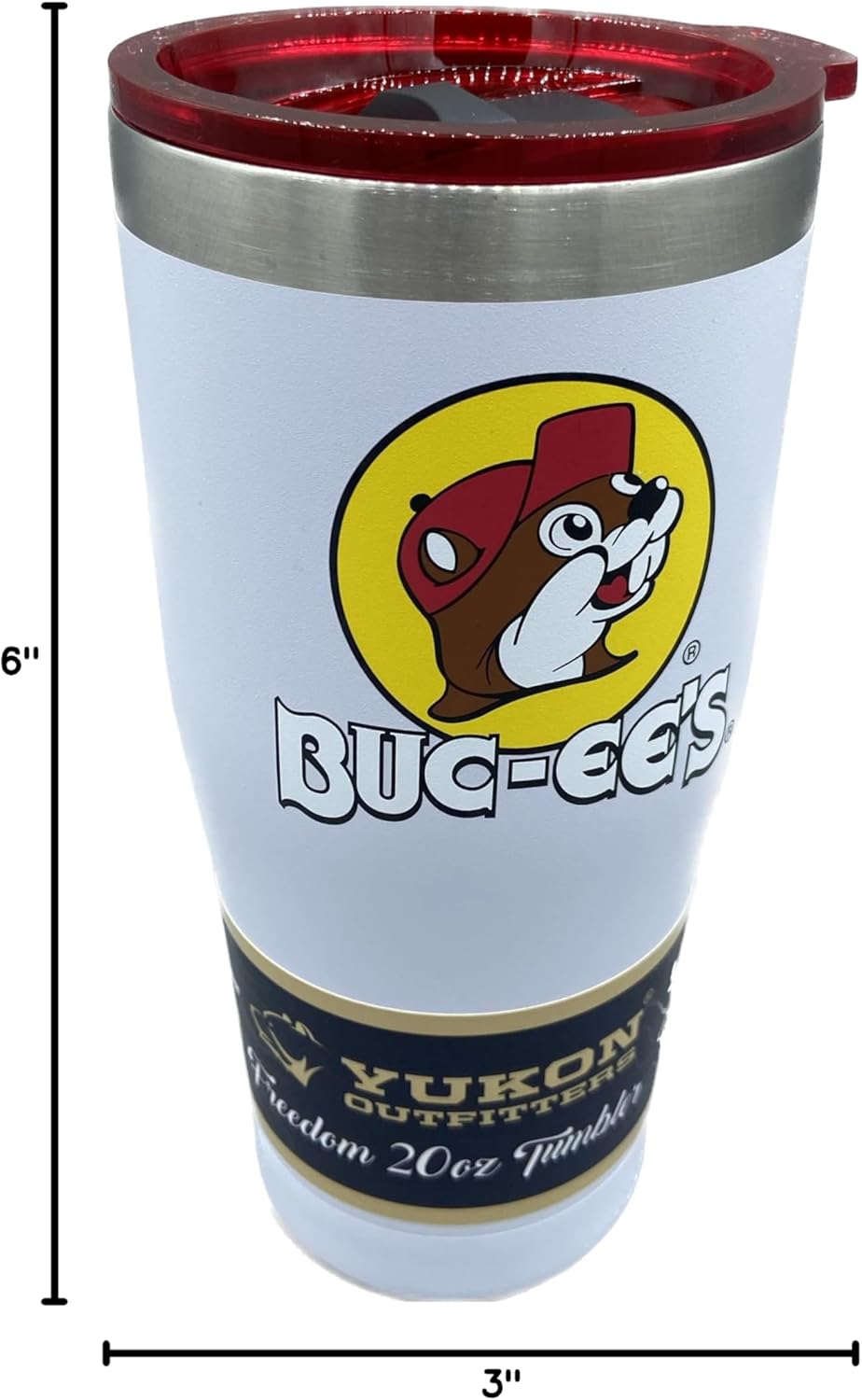 Buc-ee's White Stainless Steel Freedom Tumbler With Color Logo, Double Wall Vacuum Insulated, Tinted Slide Lid, Powder Finish, 20 Ounces - Image 4