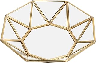 AUNMAS Mirror Decorative Glass Tray, Octagonal Tray Glass Storage Decorative Display Tray Sundries Dessert Plate Organizer