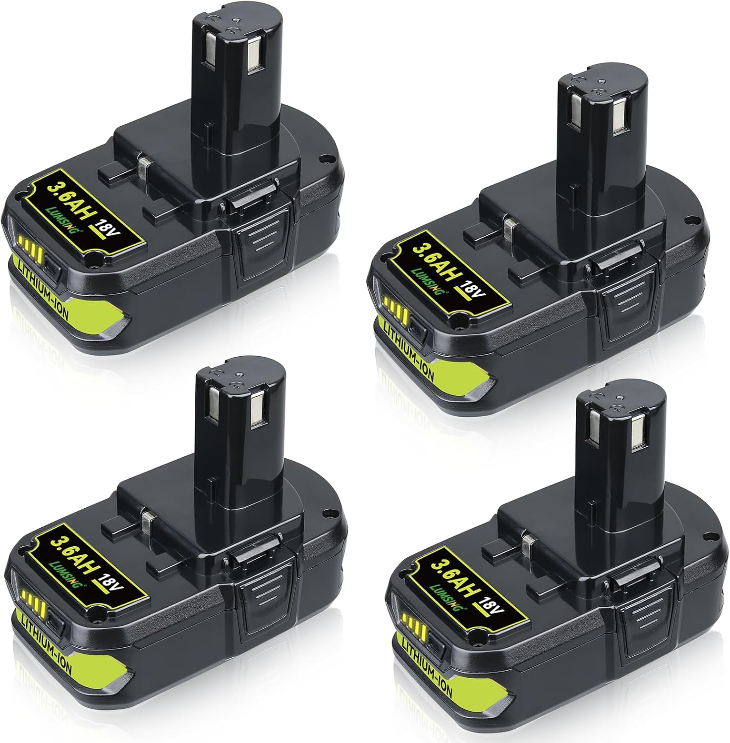 4Pack P102 3.6Ah Lithium Replacement for Ryobi Battery Compatible with Ryobi 18V Battery P102 P103 P104 P105 P107 P108 P109 P190 P122 for 18V Cordless Power Tools