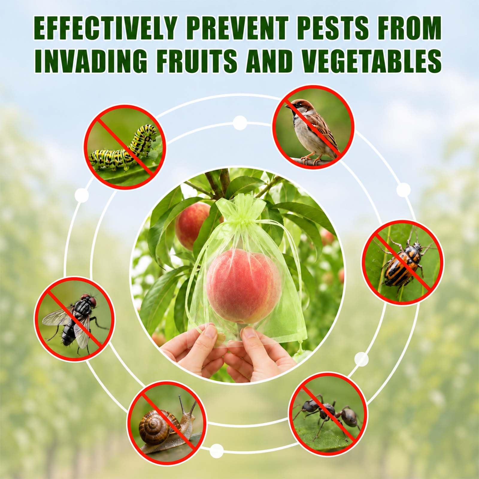 100 Pezzi Sacchetti Protezione Uva, 20×30 cm Sacchetti Rete Frutta, Sacchetti Protezione Frutta con coulisse, Sacchetto Protettivo per Frutta, Protegge da Vespe, Uccelli e Mosche Della Frutta