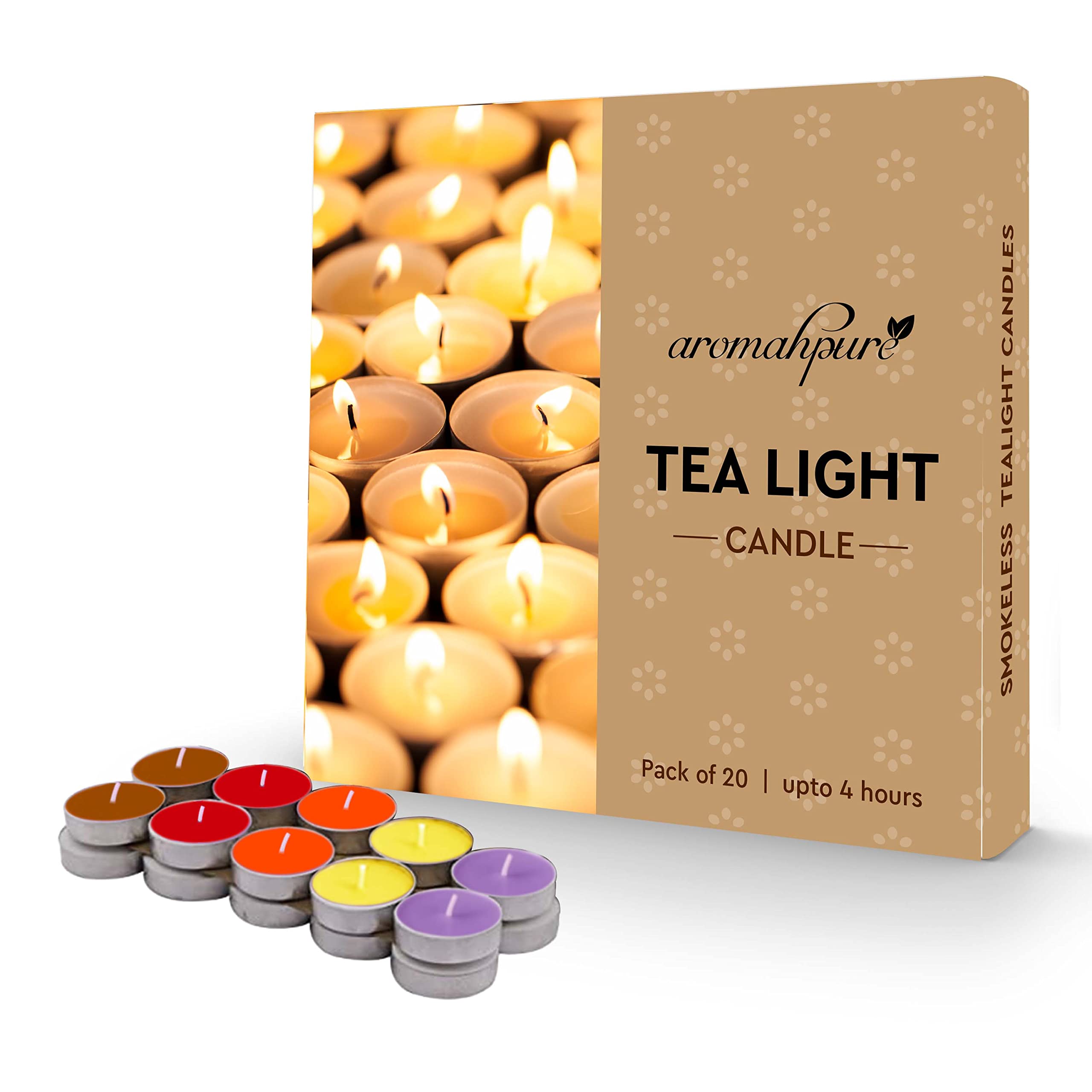 Aromahpure Scented Decorative Tealight Candles | Soy Wax Tealight Candle | 10 gm, 20 Pcs |Assorted Smokeless Candles | 4 Hours Burning Time Guaranteed | for Home Decoration & Celebration (B0BZL8FHL8) Amazon Price History, Amazon Price Tracker