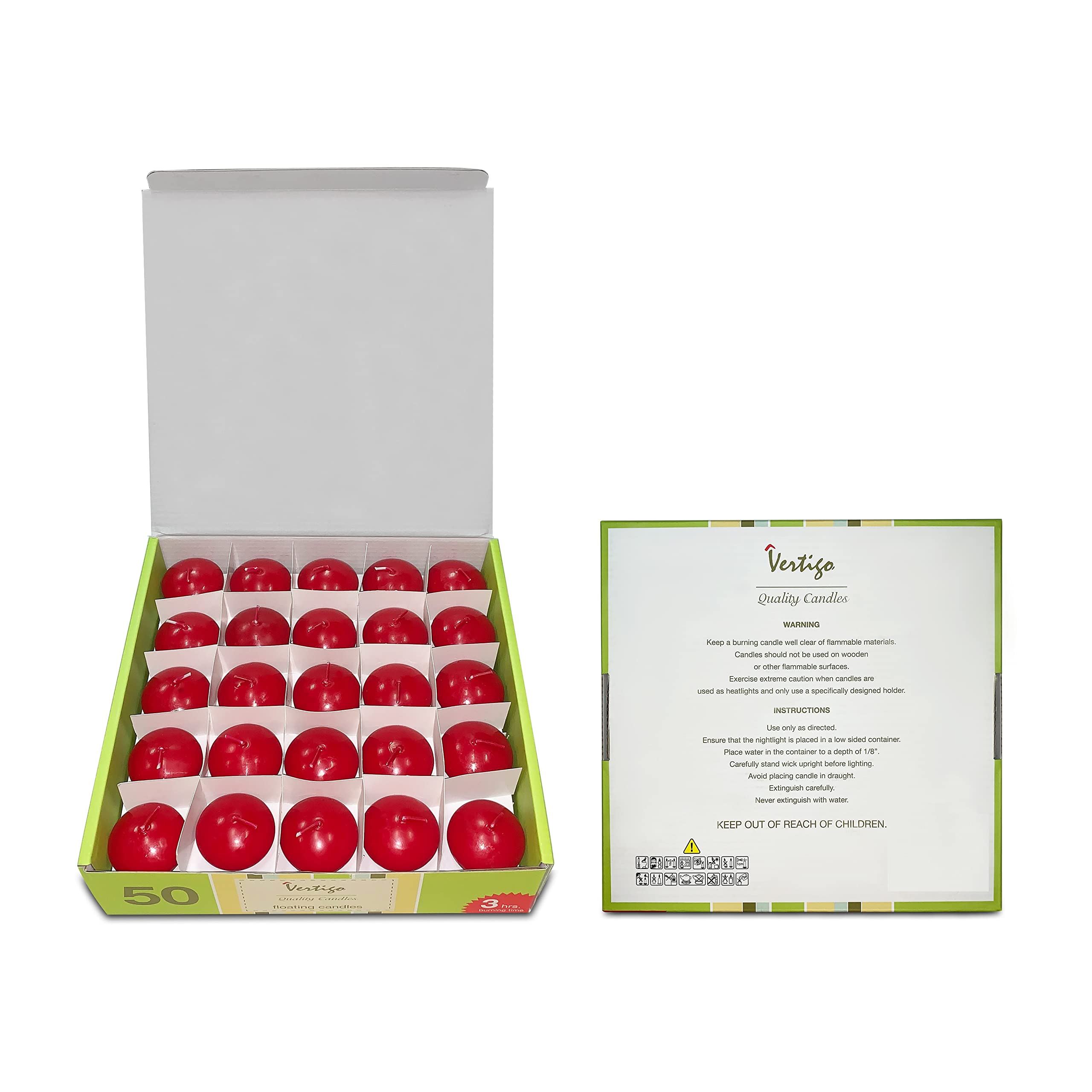 VERTIGO20g Floating Candles Red 50Pcs/Box
