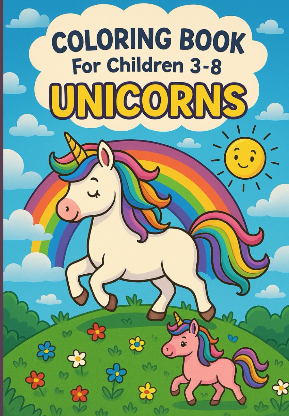 Coloring Book For Children 3-8: UNICORNS.: Magical and Easy Unicorn Coloring Pages with Rainbows, Castles, and Fantasy Fun!