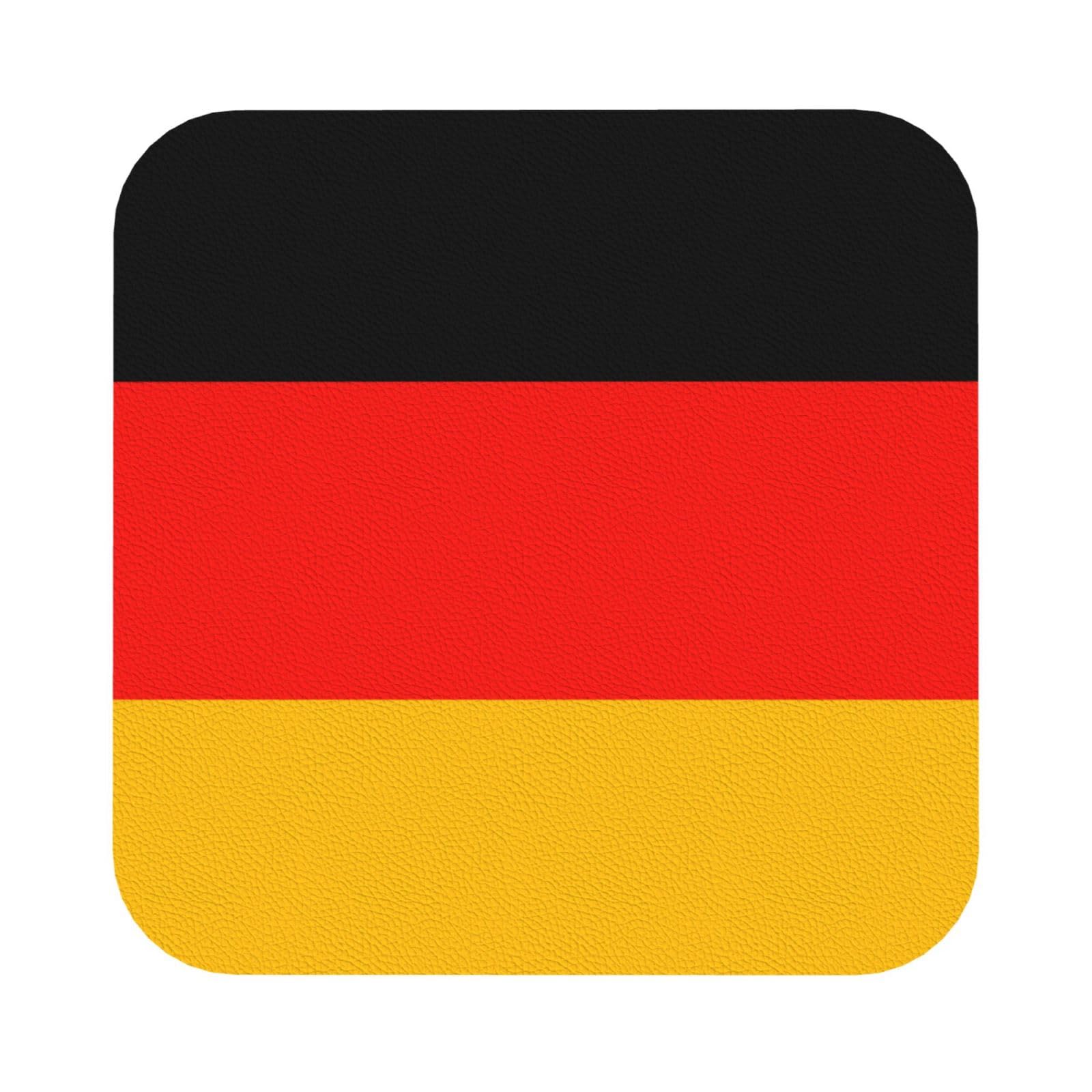 germany flag PU Leather Coasters Set of 6 Square Drink Coasters