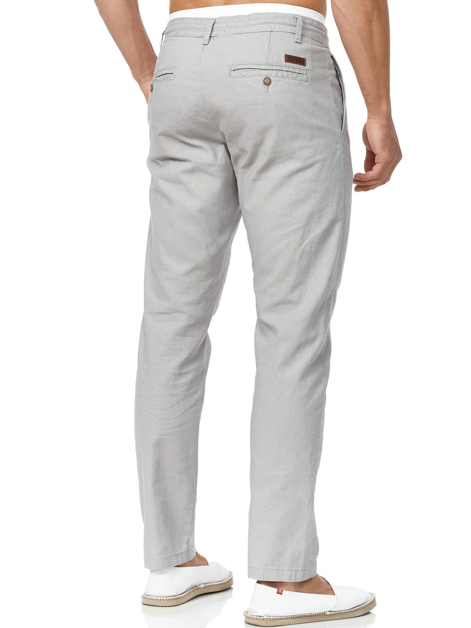 Indicode Hombres Veneto Pantalón de Tela de Lino y algodón