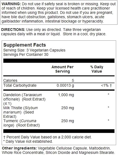 Miniatura 2 de LIFETIME Mezcla de cardo mariano fórmula de limpieza hepática  Con raíz de diente de león y cúrcuma (90 unidades)