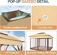 Vista 6 de COBIZI 10x10 Gazebos desplegables en oferta 11x11 Tienda de campaña con toldo fácil de montar al aire libre, Gazebo impermeable portátil