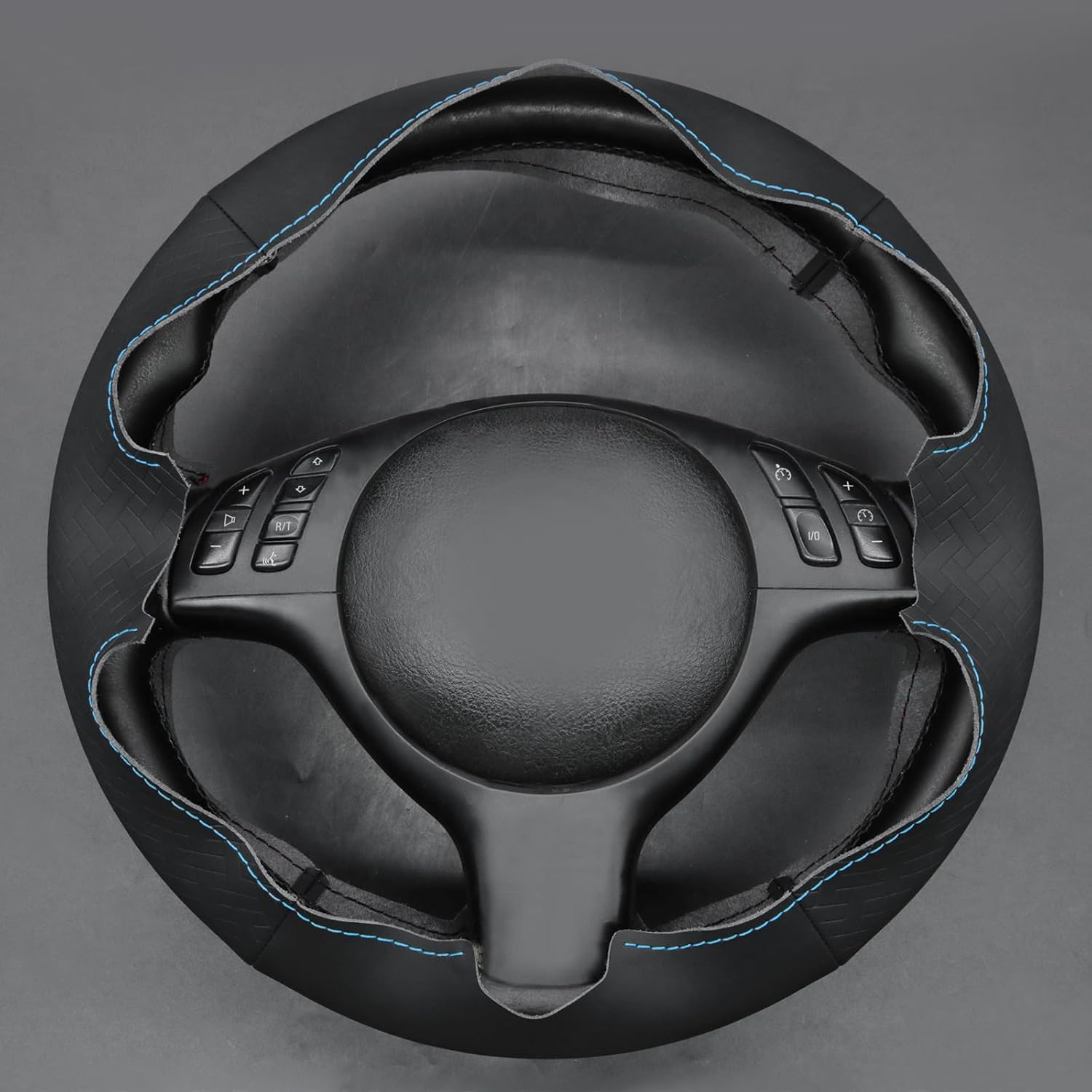 MEWANT Custom Steering Wheel Cover for BMW E46 3 Series M3 2000 2001 2002 2003 2004 2005 2006 E39 5 Series M5 2000-2003 Hand Stitch Steering Wheel Wrap Interior Protector