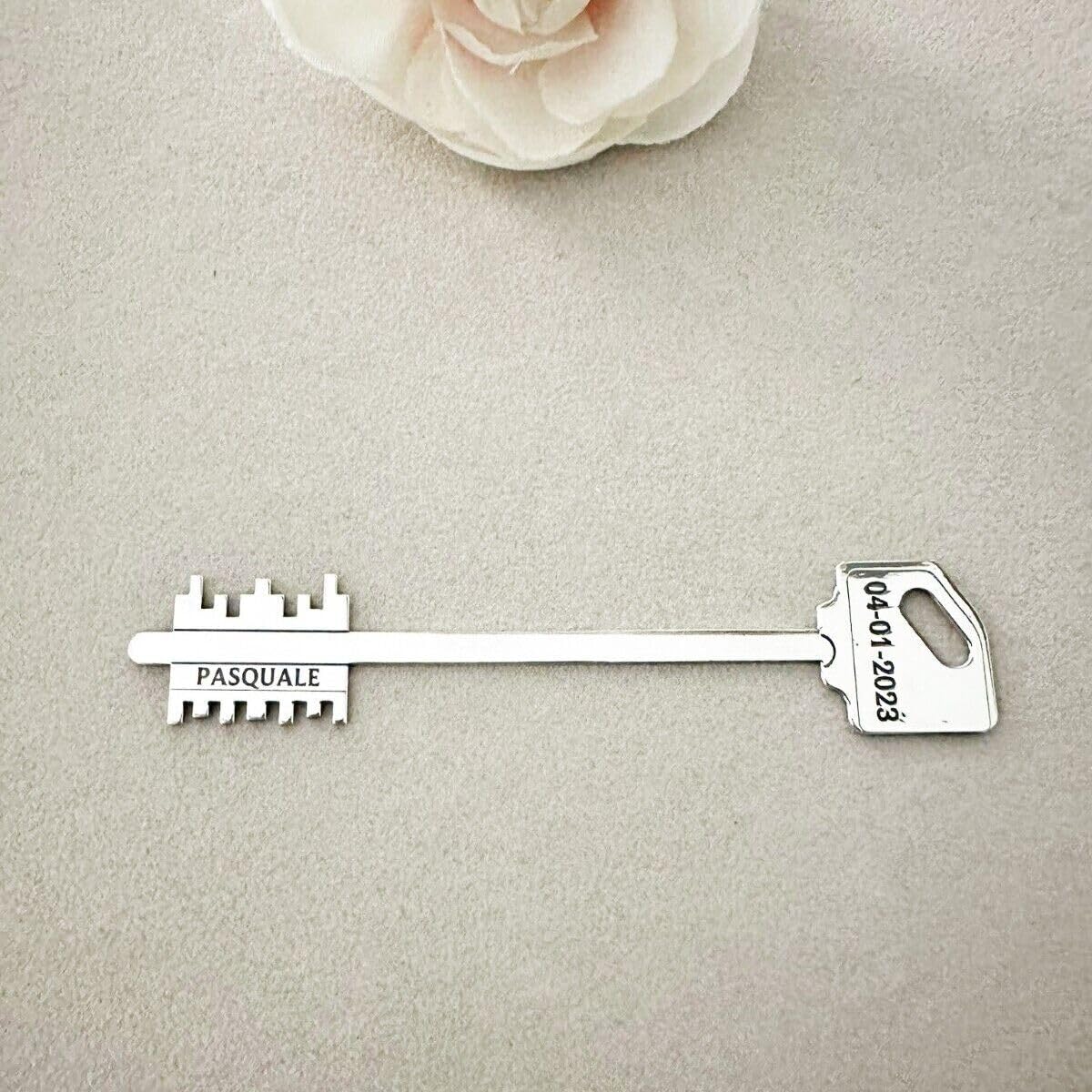 Ciondolo Chiave Portafortuna Argento 925 Rodiato MADE IN ITALY Fatto a mano Personalizzato Personalizzabile