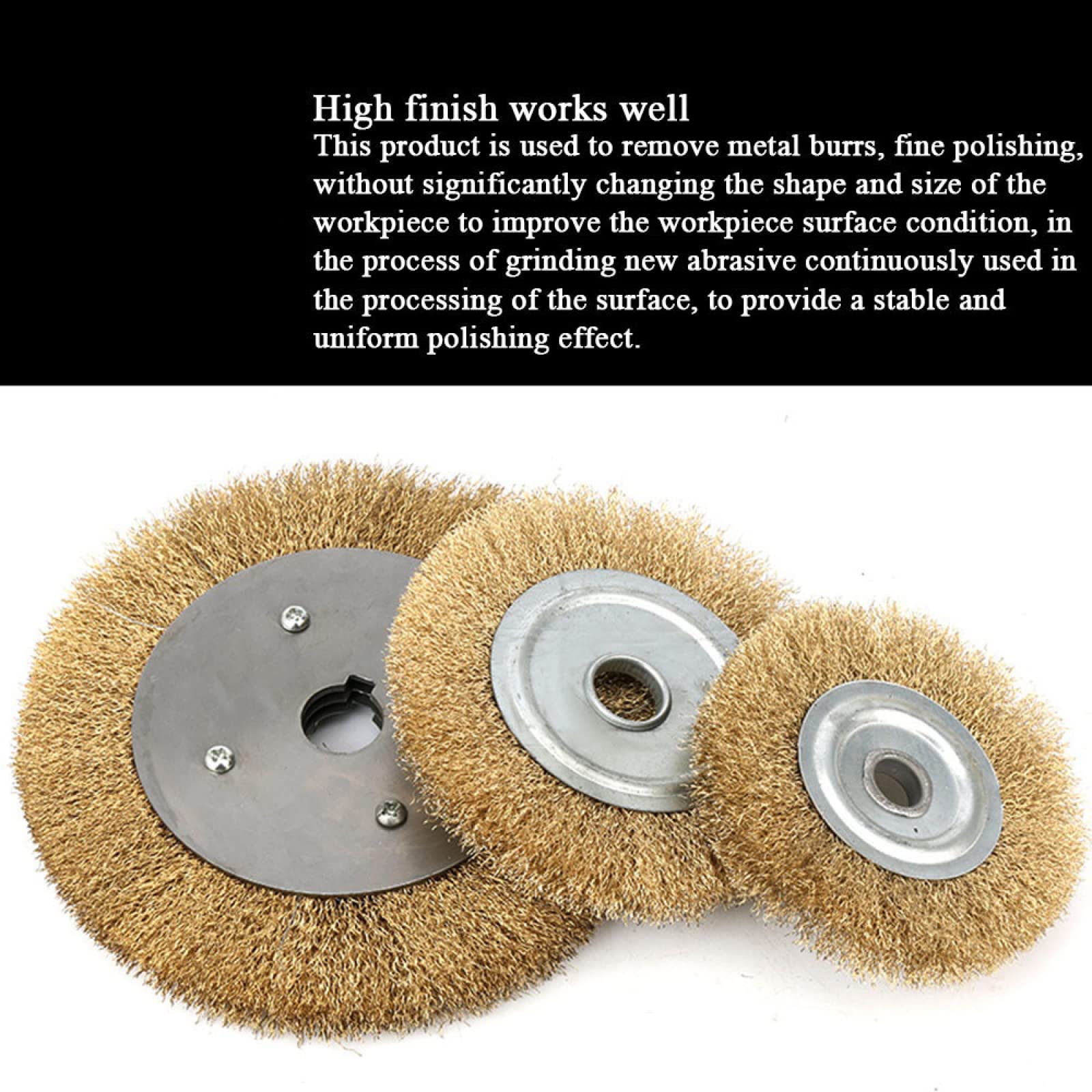 Spazzola Circolare Da 0,15 Mm 4 '' - 10 '' Spazzola Rotonda In Ottone Smerigliatrice Da Banco Lucidatura Utensile Abrasivo Per Metallo Rimozione Della Ruggine Sbavatura Del Legno,250 Mm X 32 Mm