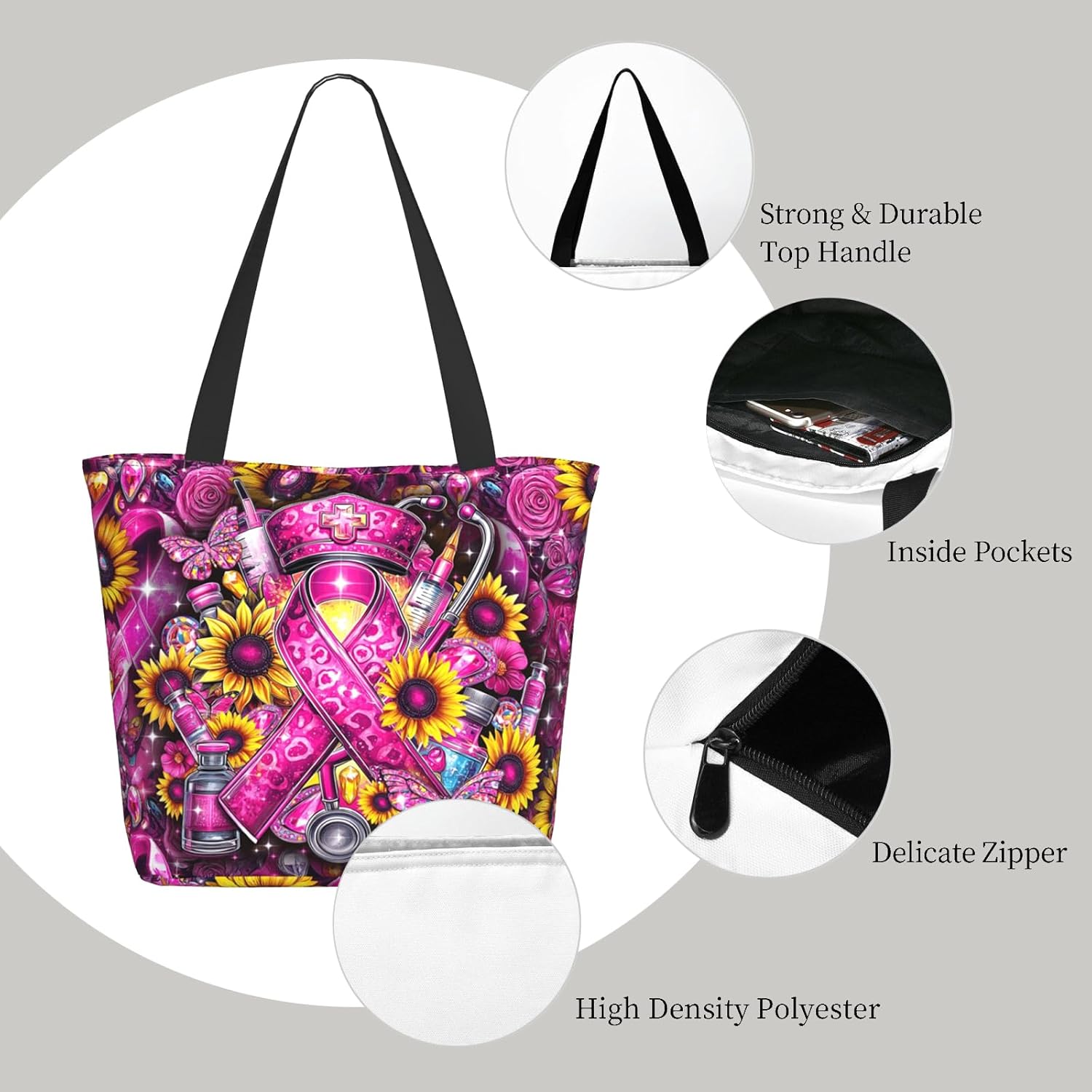 Large Tote Bag For Women Nurse Tote Bag For Work Gift Bag Shoulder Bags With Zipper For Work Travel - Image 6