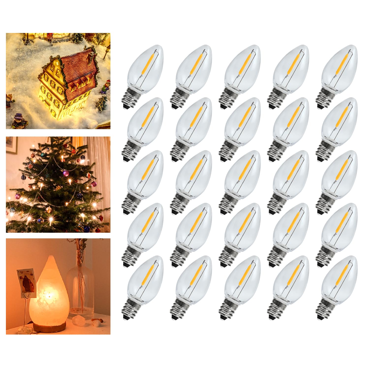 MYEMITTING Night Light Bulb – C7 E12 Base Salt Lamp Bulbs, 0.6 Watt Equivalent 7W Incandescent Bulb, Warm White 2700K, Window Candles & Chandeliers