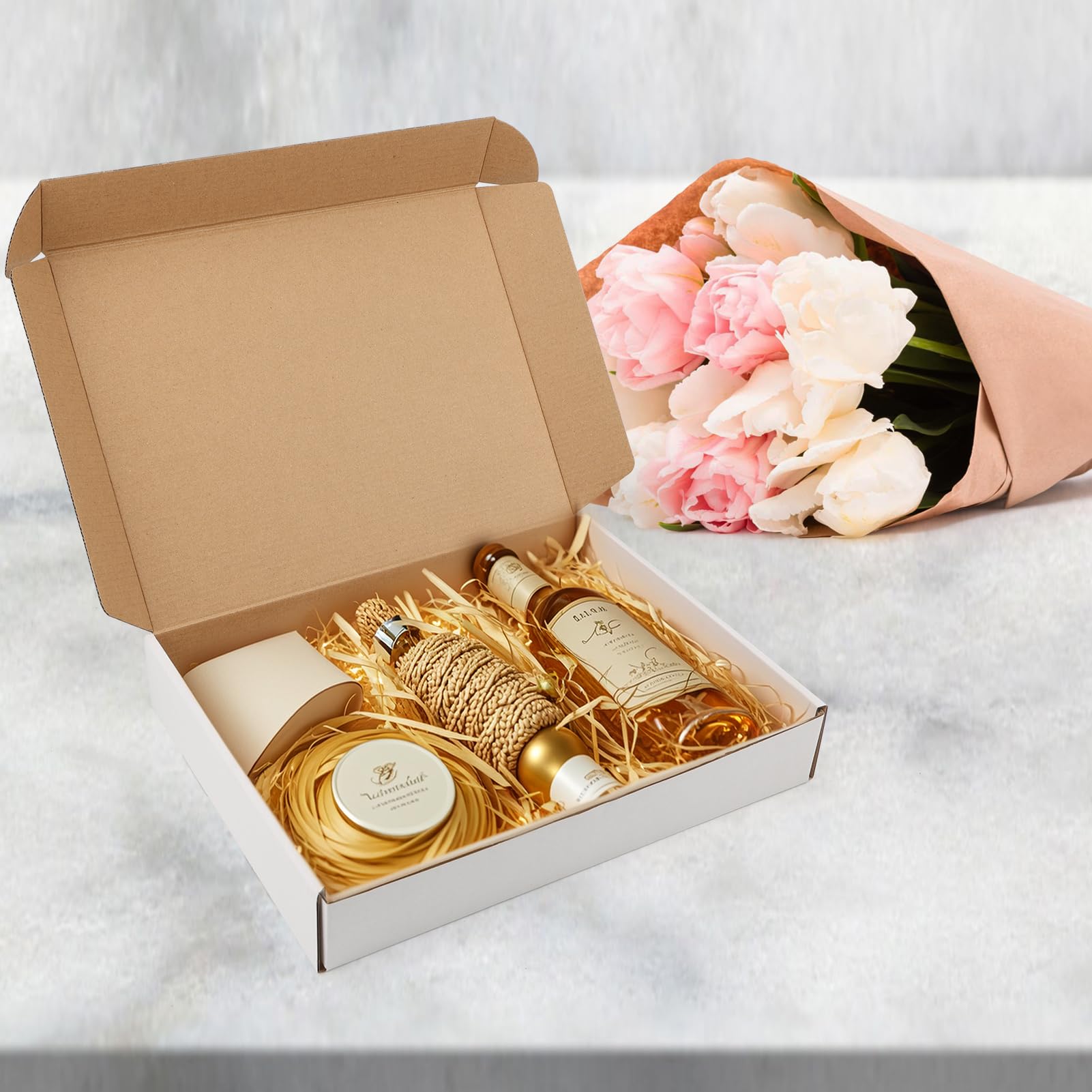 RLAVBL Paquete de 30 cajas de envío de 12 x 9 x 2 pulgadas, caja de cartón corrugado blanco para embalaje, correo, pequeñas empresas