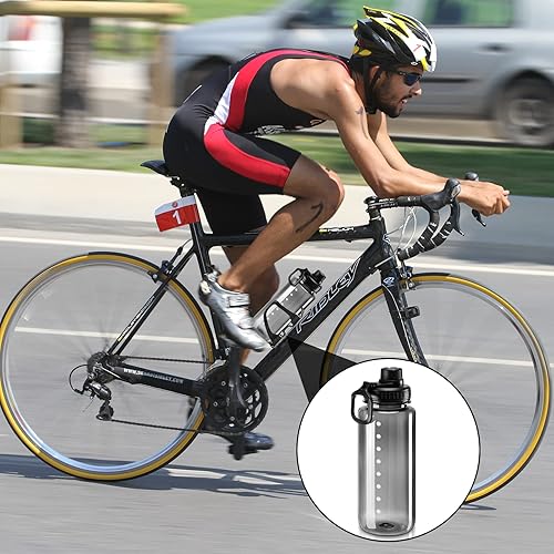 Miniatura 5 de Sunnyray 14 botellas de agua reutilizables de 27 onzas botella de agua deportiva botellas de agua de plástico con recordatorio hidratante botella de