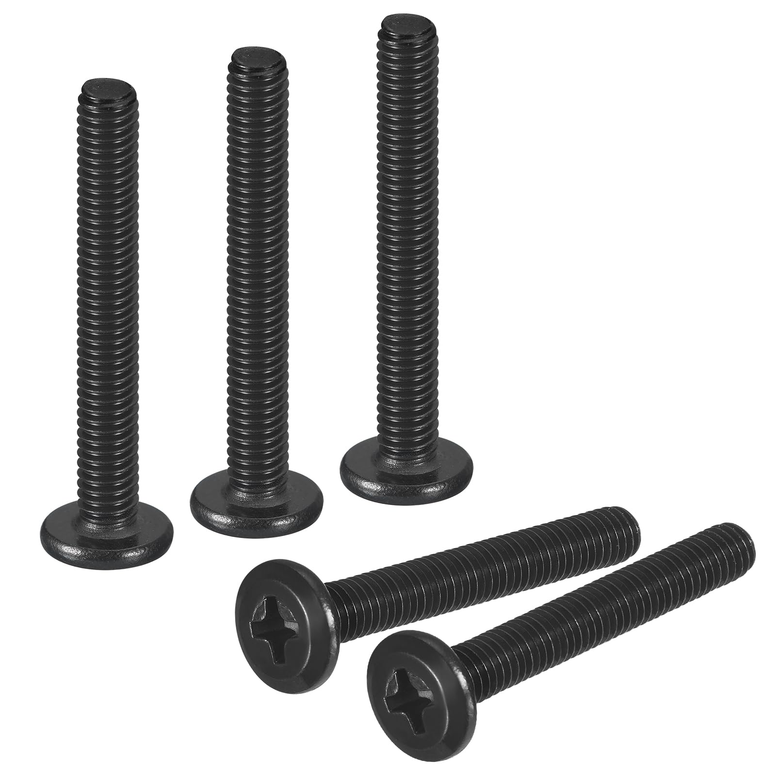 uxcell 20Pcs M4-0.7 x 30mm Flat Round Head Machine Screws, 304 Stainless Steel Phillips Drive Machine Screw, Full Thread, Black Oxide, Furniture Screw