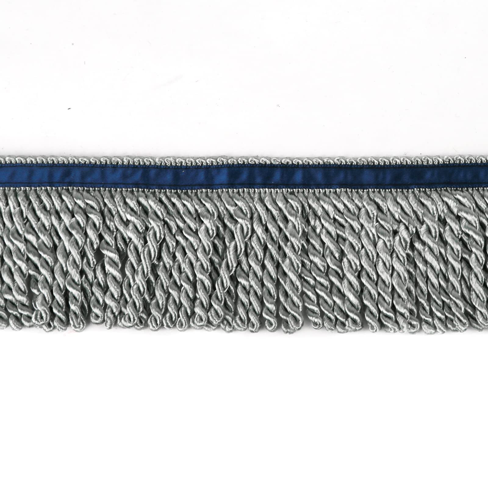 Bullion Fransenborte und Verzierungen, Zierband, 1,5 m x 6,3 cm, Stoffbordüre, Nähen, DIY-Dekoration für Kleidung, goldene hebräische Fransen mit blauem Band
