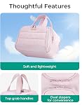 NOVIIML Travel Toiletry Bag, Lightweight Large Wide-open Travel Bag for Women, Puffy Cosmetic Makeup Bag Organizer with Handle for Accessories,Essentials, Toiletries, Pink