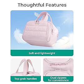 BAGSMART Travel Toiletry Bag, Crush Toiletry Bag for Women, Wide-open Puffy Toiletry Bags for Traveling, Large Travel Cosmetic Makeup Bag Organizer for Accessories,Toiletrie, Pink