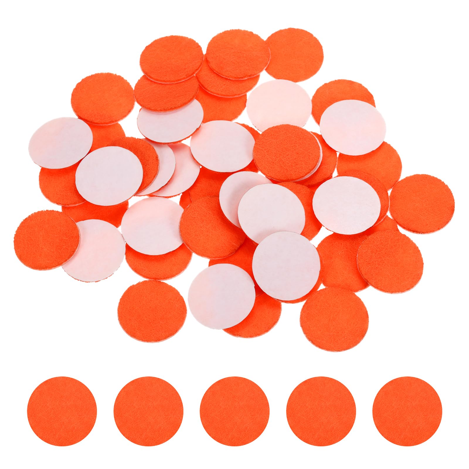 sourcing map 100 Pcs Adhesive Felt Circles, 3/4" Round Non-Woven Felt Pads Stickers Dots Pre Cut for DIY Crafts Sewing Handcraft Costume Holiday Decoration, Orange