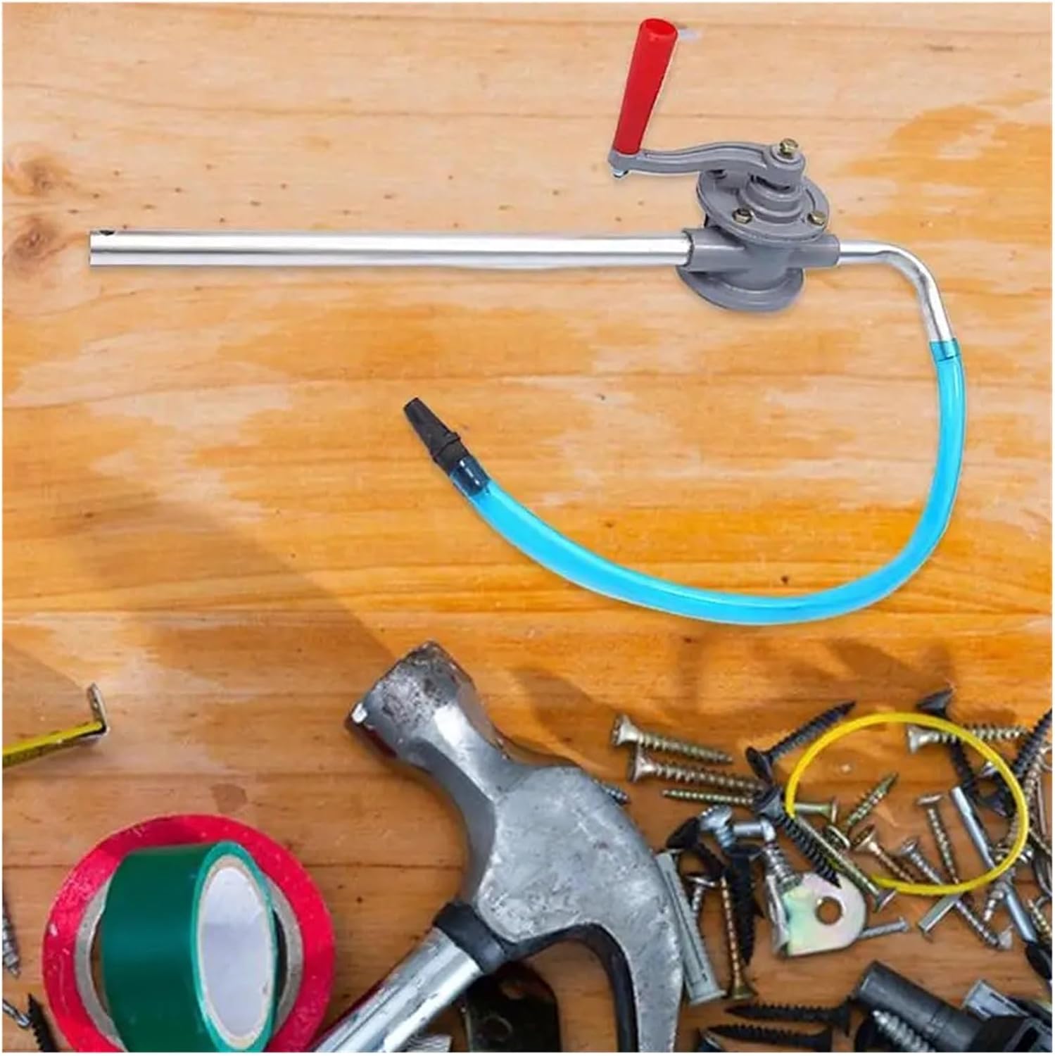 Drum Pump, Hand Crank Pump Liquid Transfer Aluminum Alloy Lightweight Auto Engine Oil Extractor Portable Drum Tool,Barrel Pump