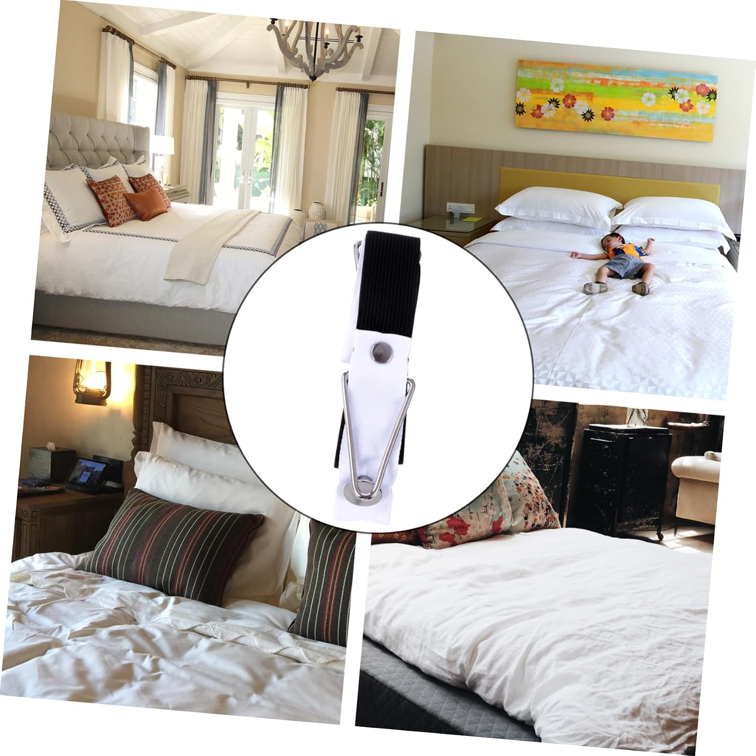 PRETYZOOM Adjustable Bed Sheet Clips 4Pcs Quilt Fastener Clip Set Non-Slip Fitted Sheet Holders for Mattresses Easy to Use Bed Straps for Home