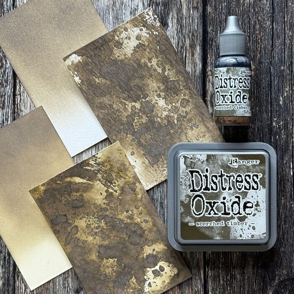 Tim Holtz Scorched Timber - Distress Ink and Distress Oxide - Pads, Reinkers & Tools - 5 Item Bundle