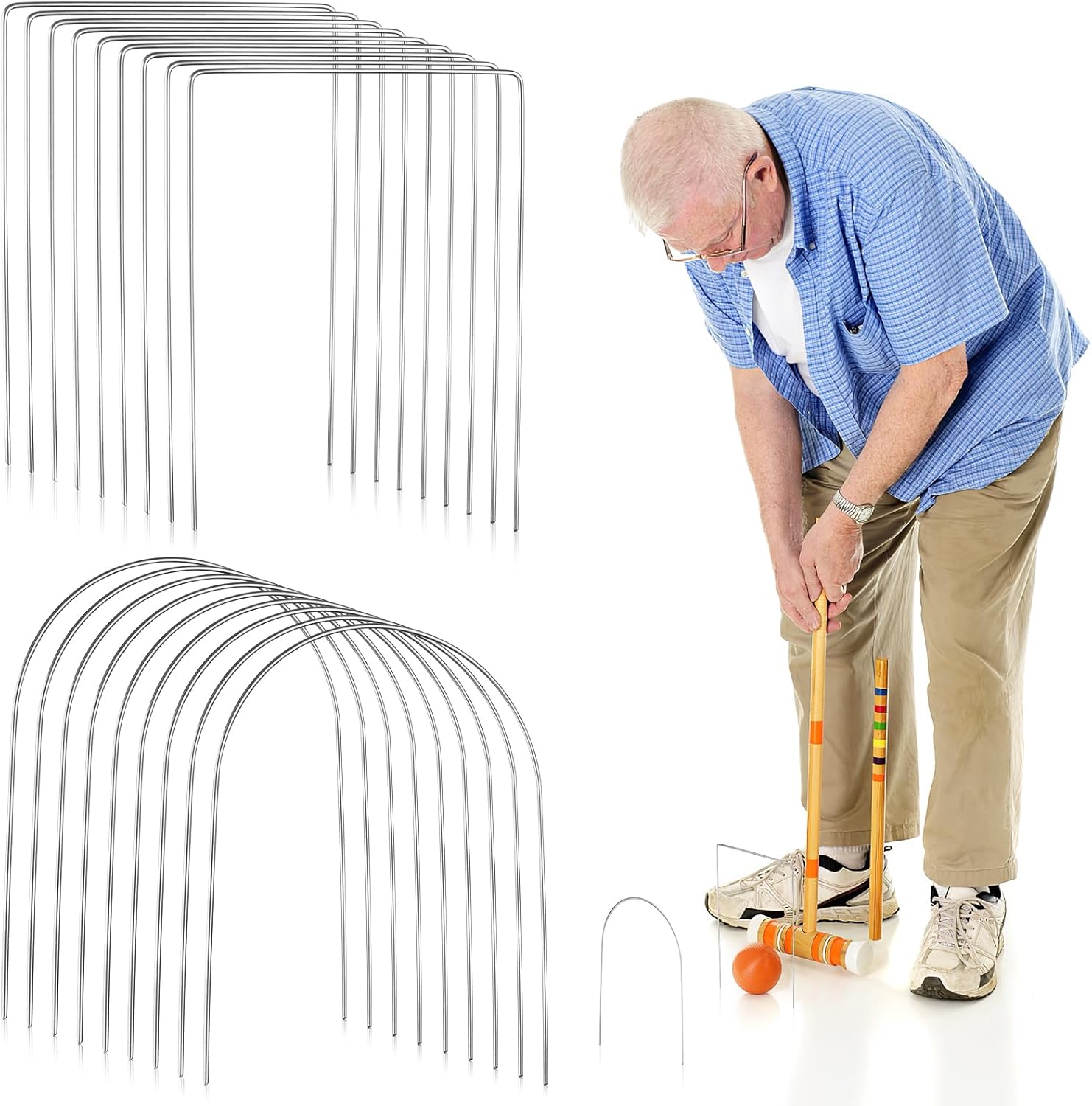 18 Pcs Croquet Wickets Replacement for Croquet 9 x 7.8