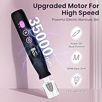 Vista 4 de Electric Nail Drill, Cordless 2000 mAh Rechargeable Portable Nail File 12 in 1 Kit for Thick Toenails, 10 Speeds Nail Dril Machine Professional