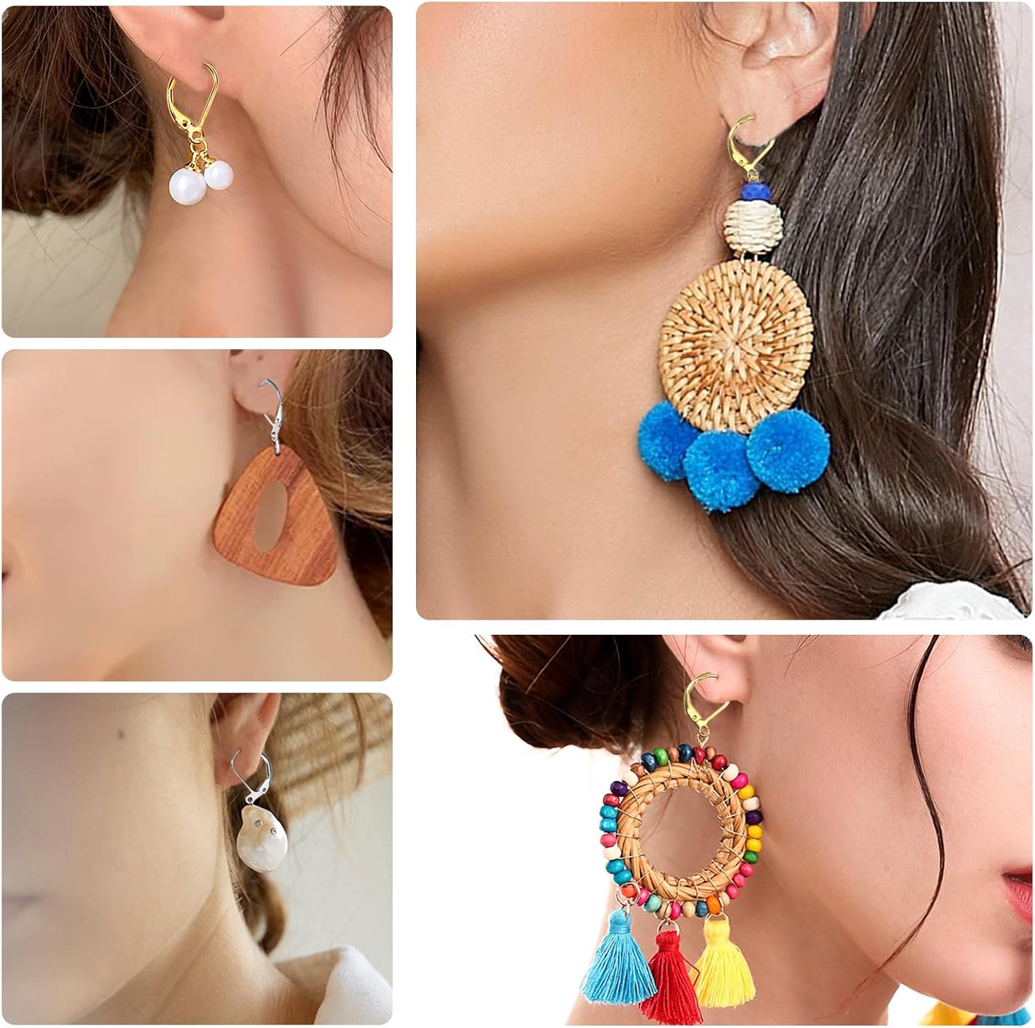 TOAOB 120pcs 18K Gold Plated Leverback Earwires French Earring Hooks Gold and Silver Stainless Steel Colors 10x15mm Interchangeable Dangle Ear Wires with Jump Rings for Jewelry Making - Image 6