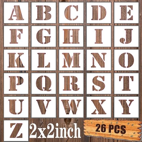 BTORER 10 Inch Letter Stencils Symbol Alphabet Craft Templates, 26Pcs Reusable Plastic Letter Decoration Art Templates Interlocking Stencil Kit for