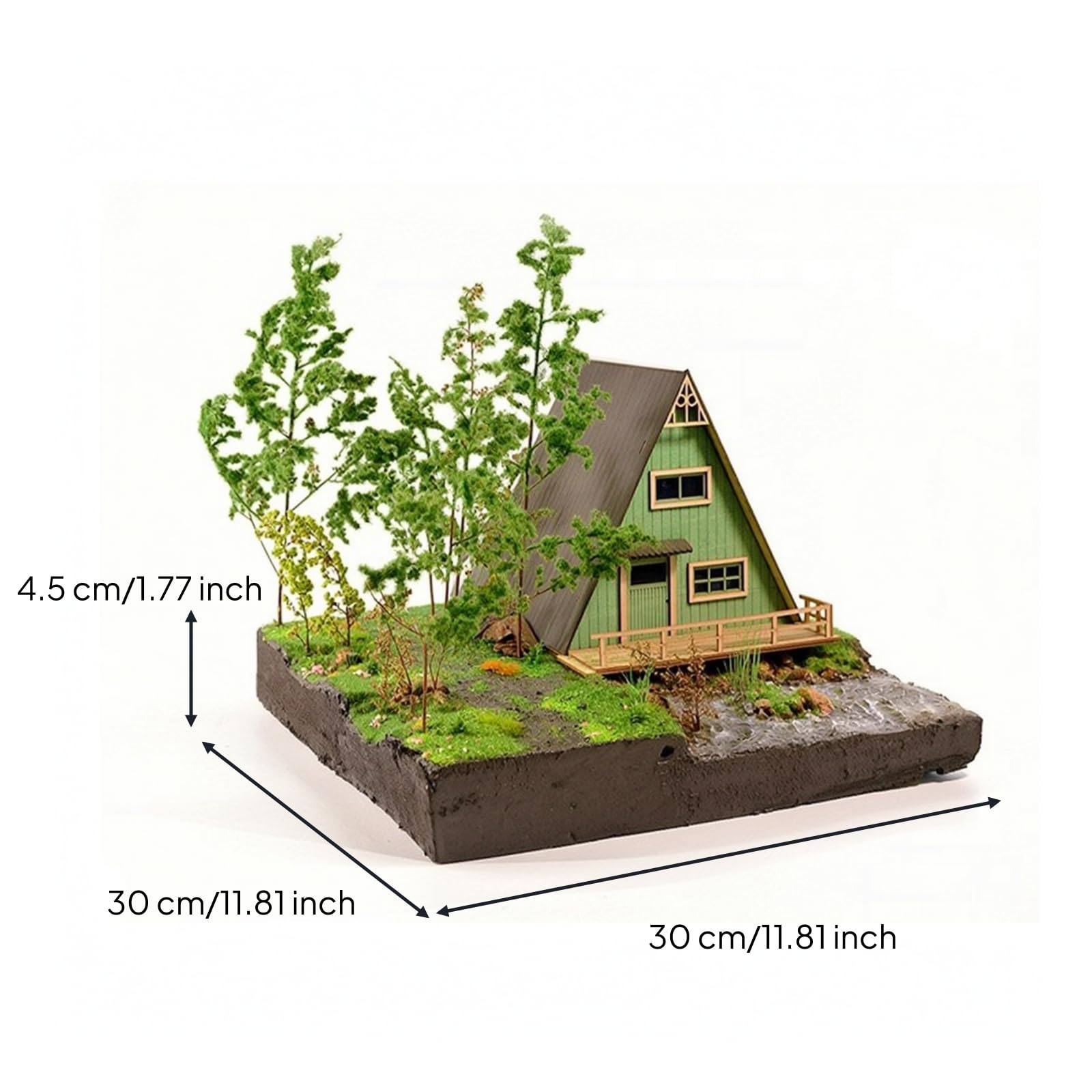 MagiDeal Miniatura Paesaggio Modello Diorama Set Materiali Fai da Te Scena 3D con Base Solida in Schiuma Legno Plastica Adatta per Scrivania Scaffali Progetti Scolastici
