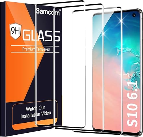 Ars hek - Paquete de 3 protectores de pantalla de vidrio templado 9H, soporte ultrasónico de huellas dactilares, curvado en 3D, resistente a los