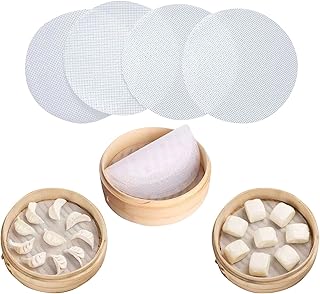 Silicone Steamer Liners, 12 Inch Reusable Silicone Air Fryer Liners, Non-Stick Bamboo Steamer Liner, Silicone Steamer Mat Dim Sum Mesh for dumpling steamer, air fryer(4PCS)
