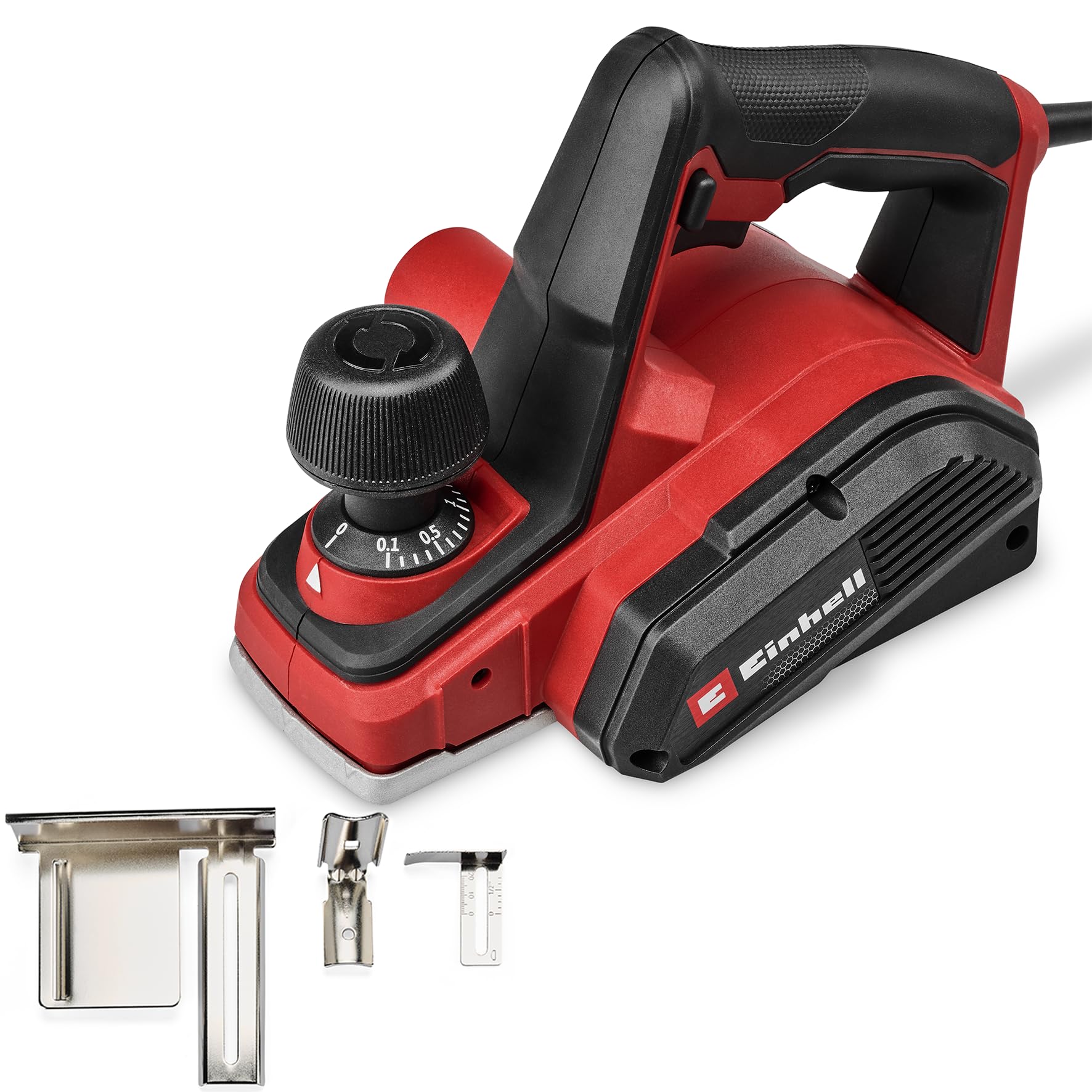 Einhell Raboteuse électrique TC-PL 800 (800W, largeur de rabotage 82mm, profondeur de passe jusqu’à 2mm, butée parallèle/de profondeur, patin de repos, adaptateur pour aspirateur, 2 lames réversibles)