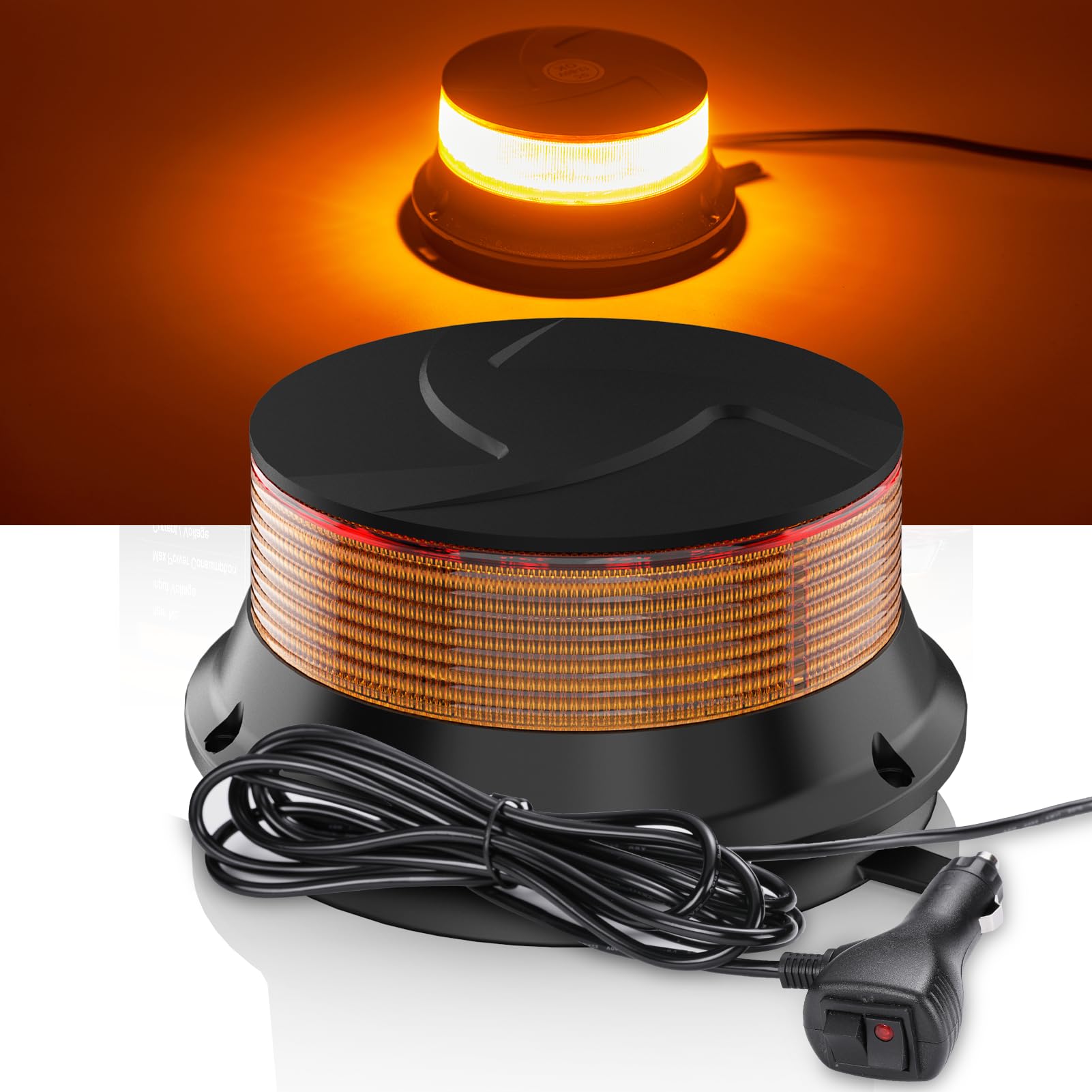 Luce stroboscopica ambra a LED, luci lampeggianti di sicurezza di avvertimento 12V-24V con base magnetica per camion spazzaneve,veicoli,carrelli elevatori,trattori,carrelli da golf,autobus