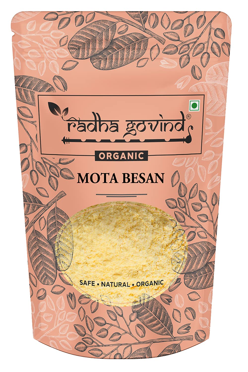 Radha Govind Organic Mota Besan 500 Gram, Certified Organic