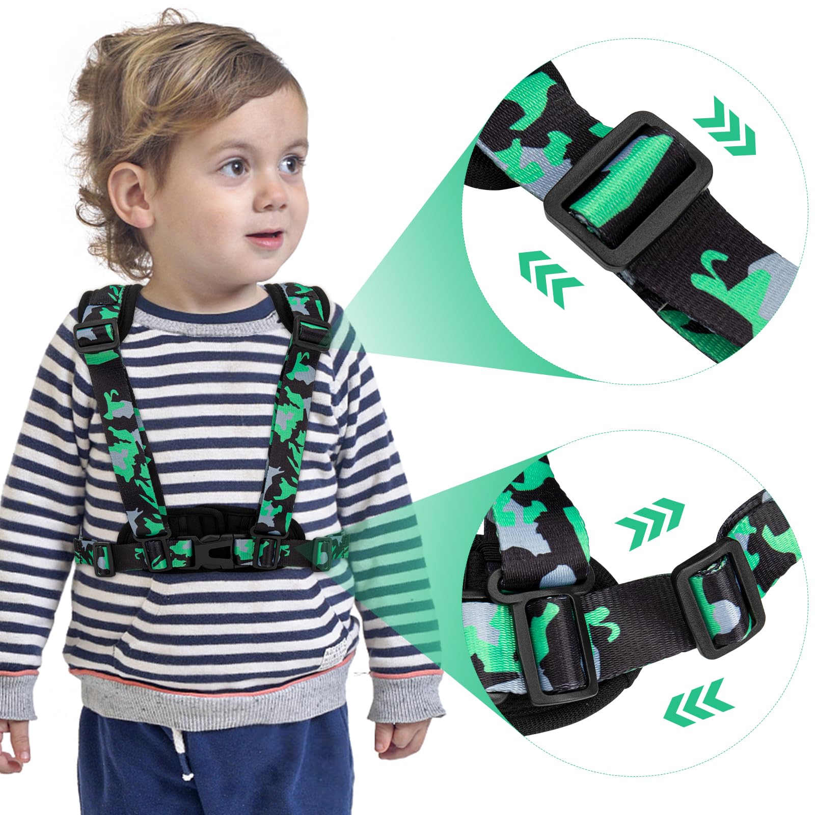 TAOPE Safety Walking Harness & Reins, Adjustable Harness for Children Playing Parent-Child Activities, Outdoor Sports Running - Green - Image 4