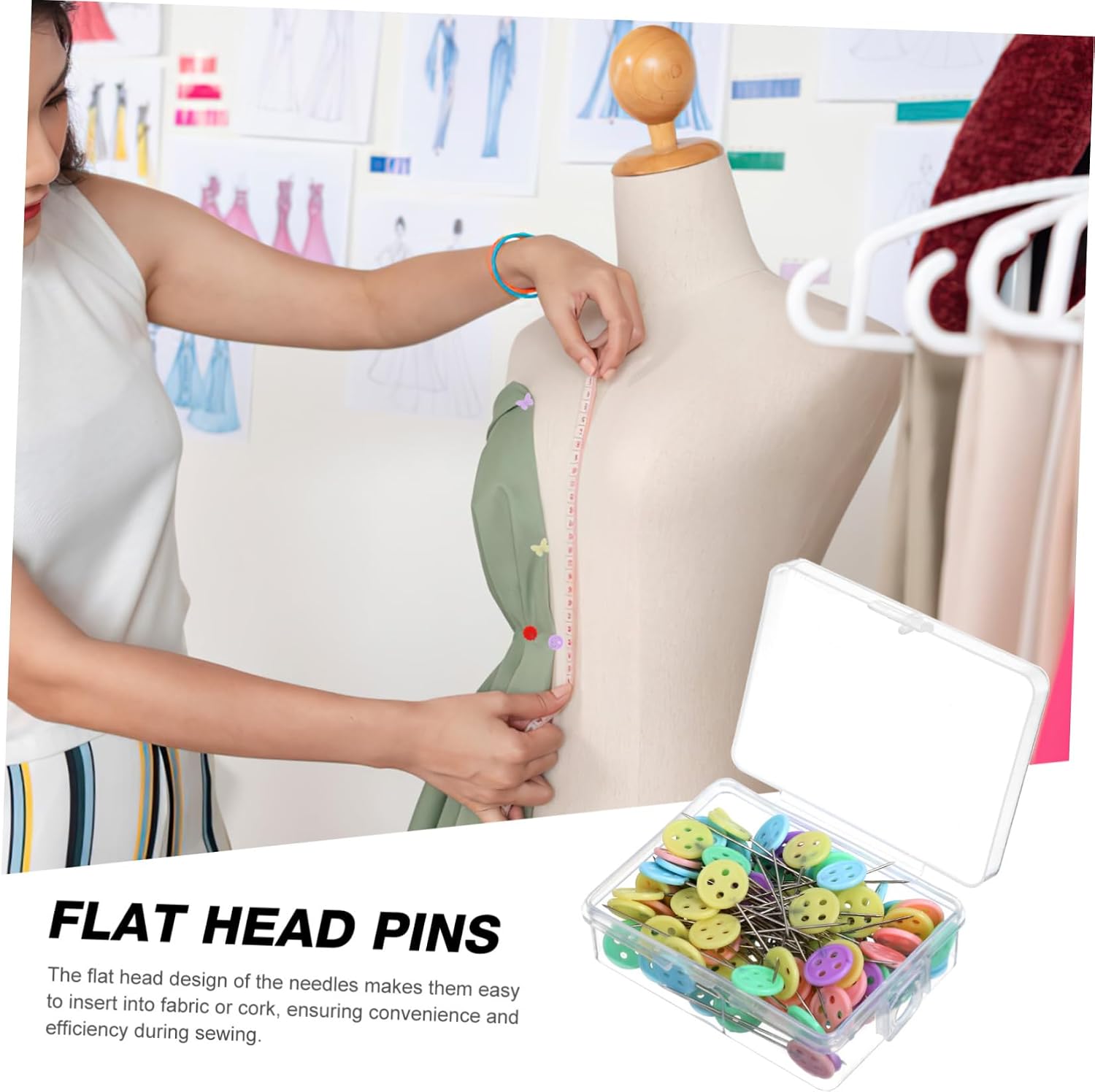 400pcs Flat Head Sewing Pins Heads for Quilting and Crafting Decorative Straight Pins for Dressmaking and Includes Each of Butterfly and Flower Designs