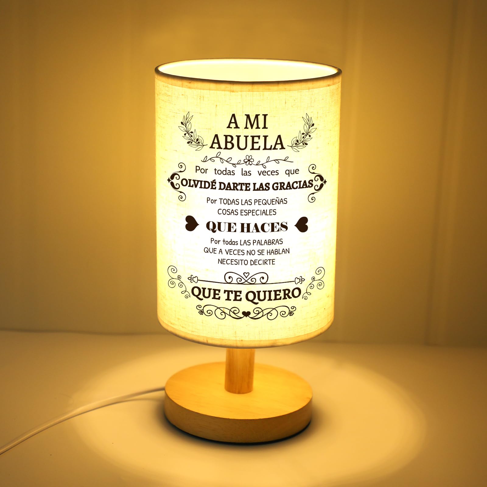 SOUHONEY Abuela Gifts Grandma Birthday in Spanish, Birthday Christmas Grandmother Gifts in Spanish for Grandma Lamp Mothers Day Fabric Desk Lamp Home Decor