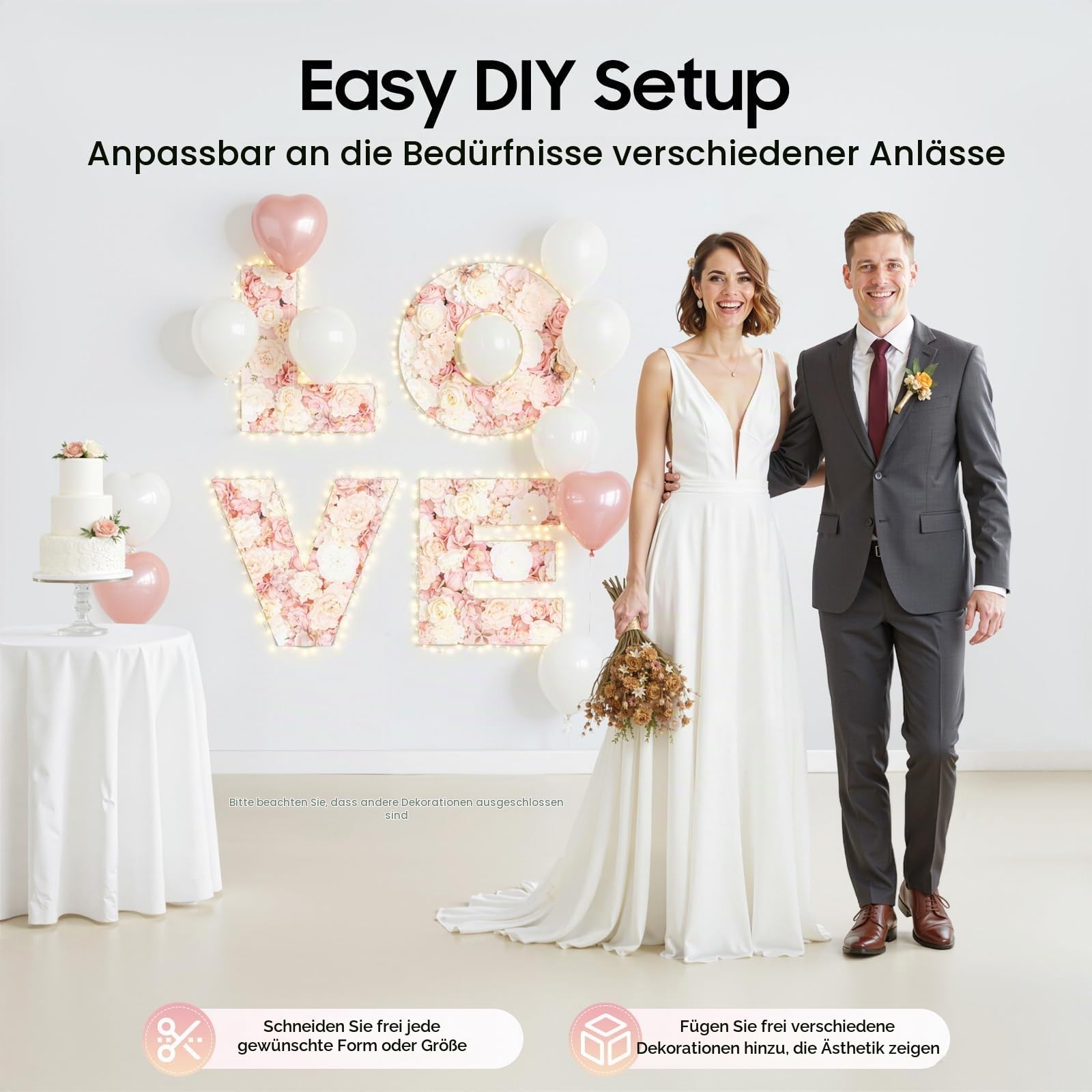 Künstliche Blumen Wand Kunstblumen Blumenwand 6 Stück Realistische Seidenblumen Gesteck mit Hortensien Rosen Dahlien für Hochzeit Dekoration Party Hintergrund Balkon Garten Innen Außen, DIY, 60x40 cm
