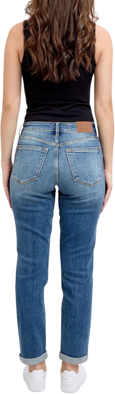 Judy Blue Women's Classic Mid Rise Vintage Wash Boyrfriend Jeans - Image 5